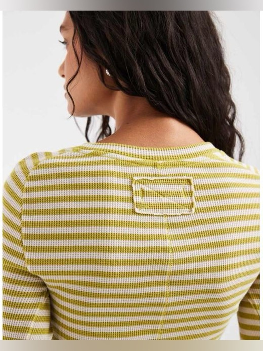 🆕 Free People Easy Does It Striped Long Sleeve T-shirt-Green Combo NWT SZ MED - Picture 4 of 4